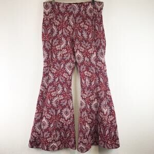 Anthropologie Damask Jacquard Flare Pants Floral Botanical Retro Boho Plus Size